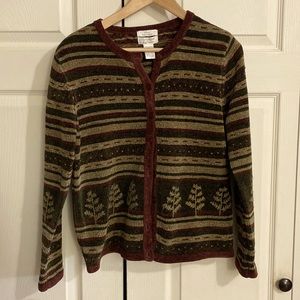 Christopher & Banks Hand Embroidered Cardigan Sweater with Trees!  Small
